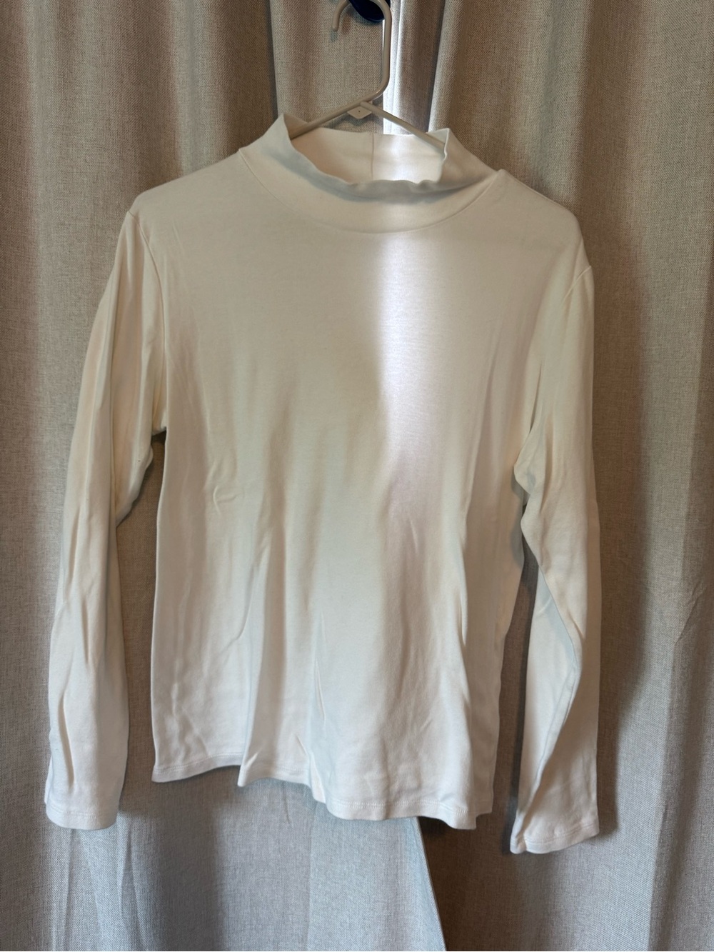 White Long-Sleeve Mock Neck Top
